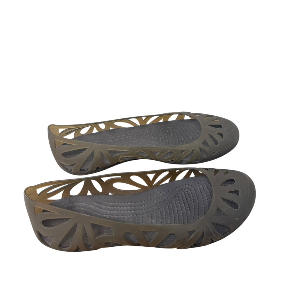 Crocs Adrina III Jelly Flat Brown Cutout Slip On Comfort Shoes Womens Size 8